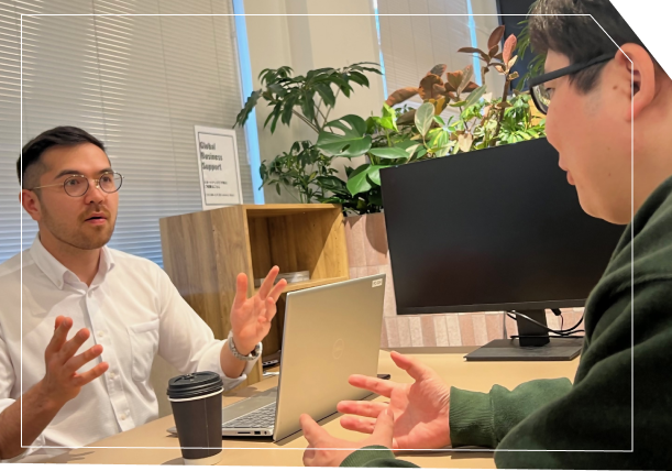 Photo of two coworkers are having a meeting